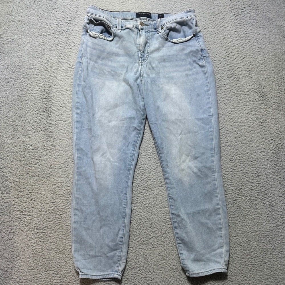 Lucky Brand Ava Mid Rise Crop Jeans Light Wash Distressed Women's Size 12 31